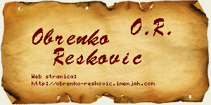 Obrenko Resković vizit kartica